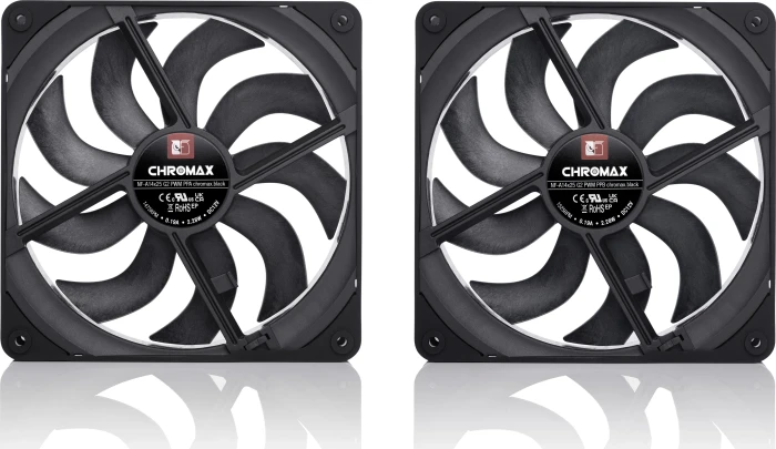 Noctua NF-A14x25 G2 PWM Sx2-PP chromax.black, 140mm, 2er-Pack
