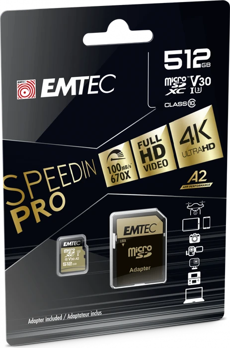 Emtec SpeedIN PRO R100/W100 512GB Kit, UHS-I U3, A2, Class 10
