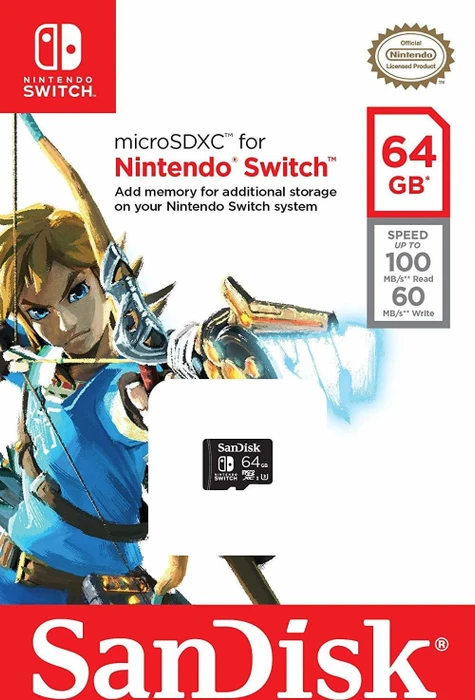 SanDisk Nintendo Switch R100/W60 64GB, UHS-I U3, Class 10