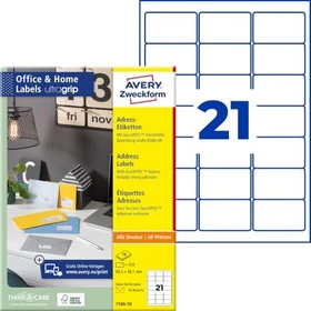 Avery-Zweckform Adressetiketten, 63.5x38.1mm, weiß, 10 Blatt (210 Etiketten)