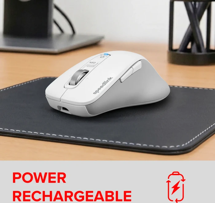 Speedlink Velora Rechargeable Wireless Mouse, weiß/grau, USB/Bluetooth