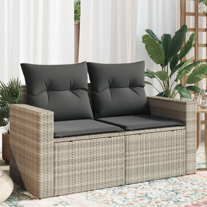 vidaXL Gartensofa/Gartenbox mit Kissen 131cm 2-Sitzer hellgrau (366195)