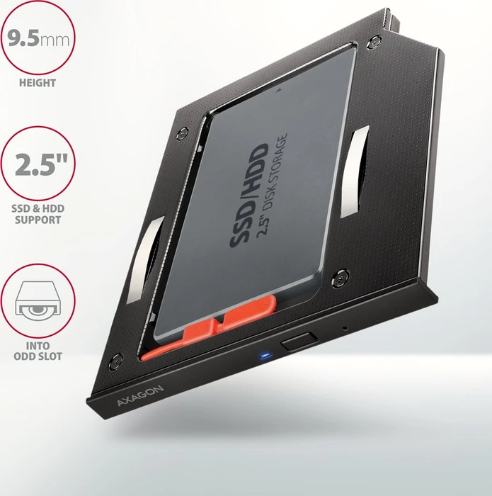 Axagon 2.5" auf 5.25" SlimLine, 9.5mm Bauhöhe, Einschubadapter