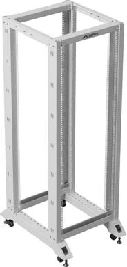 Lanberg Open Rack Series 19" Open Frame Rack 32HE, 4-Pfosten, mit Rollen, Flat Pack, tiefenverstellbar, 430-590mm, RAL 7035, 800mm tief