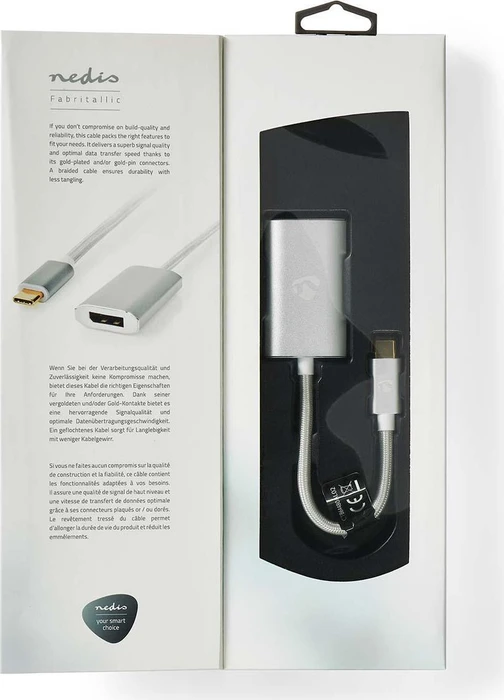 Nedis Adapterkabel USB-C 3.0 [Stecker] zu DisplayPort 1.2 [Buchse]/USB-C 3.0 [Buchse], 0.2m