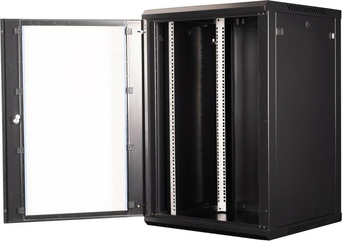 Roline / Secomp Value 19" Wandgehäuse 18HE, Flatpack, Sicherheitsglastür, IP20, RAL 9005, 600mm tief