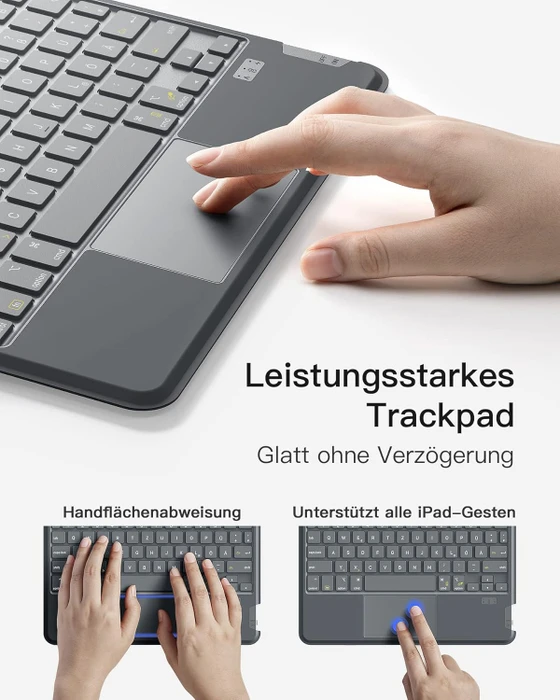 Inateck ACE Touch Tastaturhülle für iPad Pro 11" (M4), grau, DE