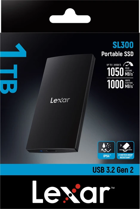 Lexar SL300 Portable SSD, 1TB, USB-C 3.1