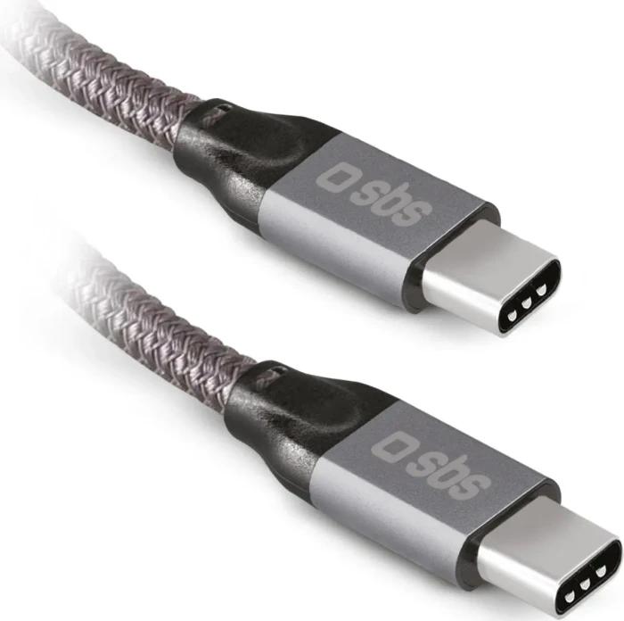 SBS Mobile Daten- und Ladekabel USB-C auf USB-C 240W mit Videowiedergabe 1m grau