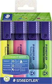 Staedtler Textsurfer classic 364 gelb/grün/pink/blau, 4er-Set, Kartonbox