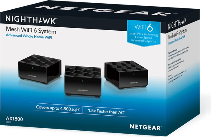 Netgear Nighthawk Mesh Wi-Fi 6 System MK63, AX1800, Router und 2x Repeater Set, 3er-Bundle