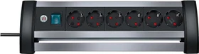 Brennenstuhl Alu-Office-Line Tischsteckdose, 6-fach, 3m, schwarz/silber