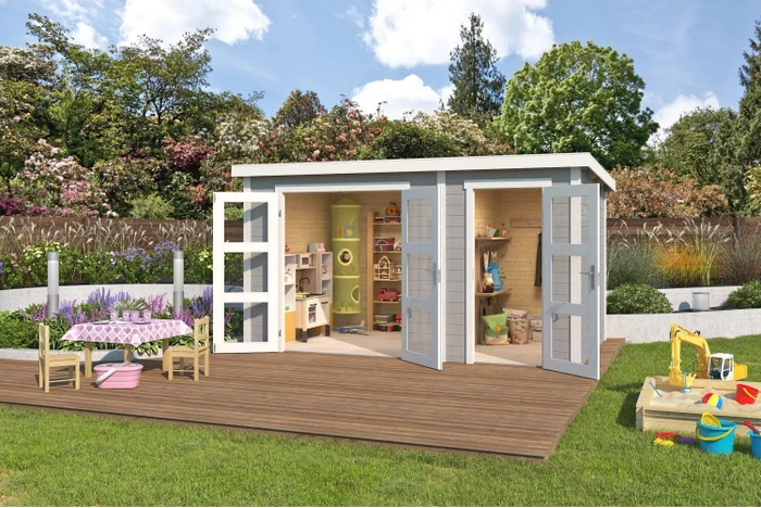 Lasita Maja Zambezi XL Gartenhaus lichtgrau