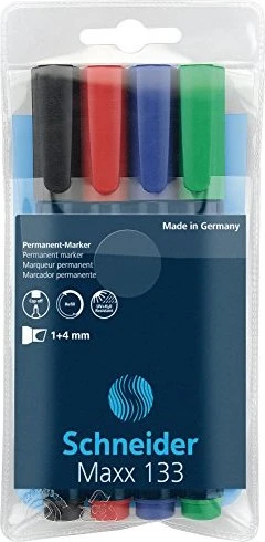 Schneider Maxx 133 Permanentmarker sortiert, 4er-Set, Kunststoffetui