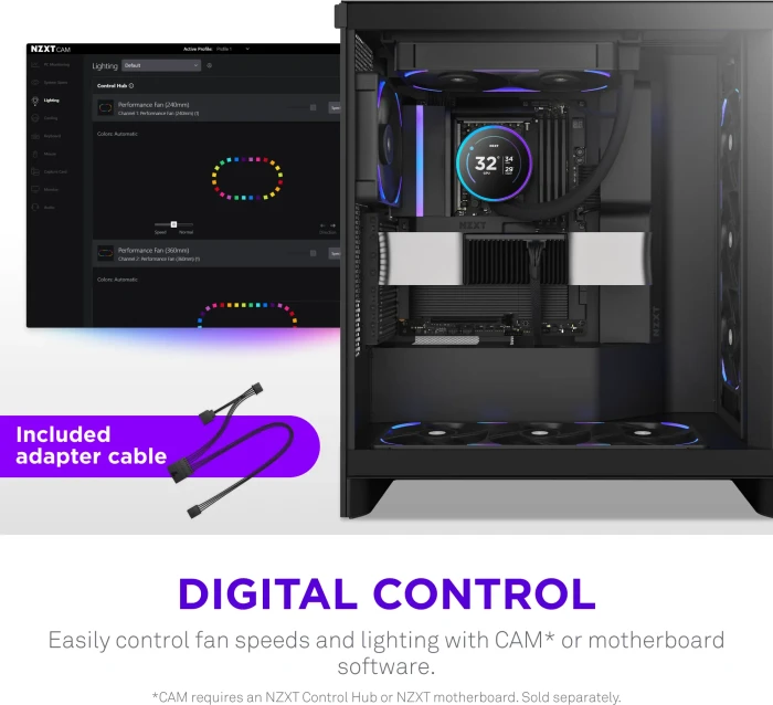 NZXT F Series F280X, schwarz, 2x 140mm