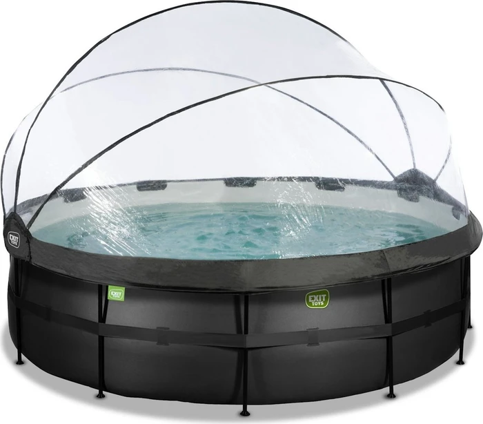 Exit Toys Black Leather Frame Pool mit Sandfilterpumpe, Abdeckung und Wärmepumpe rund 450x122cm