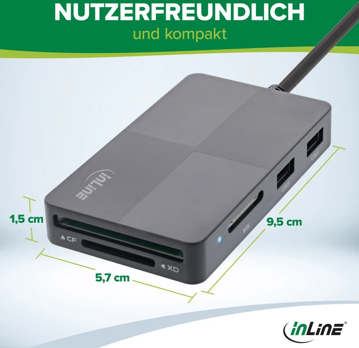 InLine Multi Cardreader Hub, USB-C 3.0/USB-A 3.0 [Stecker]
