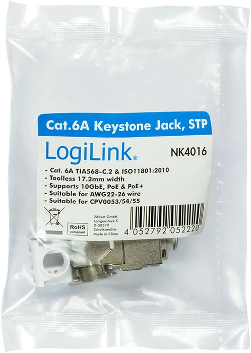 LogiLink Keystone Modul RJ-45 Buchse via Verlegekabel Cat6a EconLine