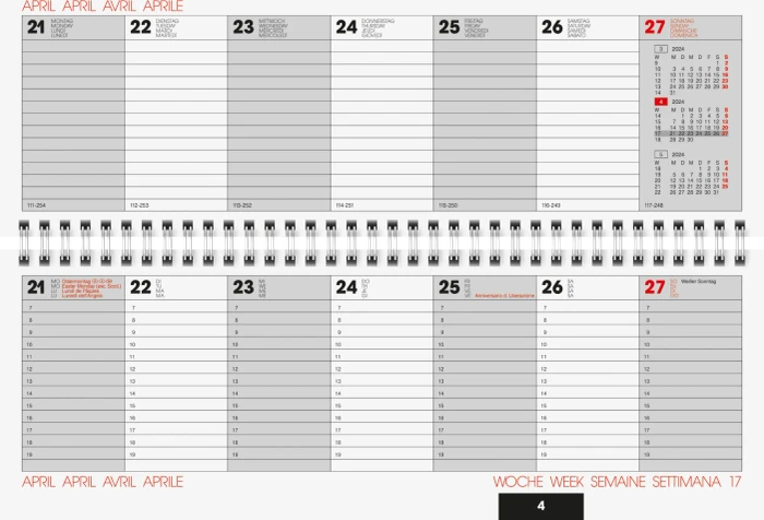 Brunnen Tischkalender 772 2024, 297x105mm, schwarz, 56 Blatt