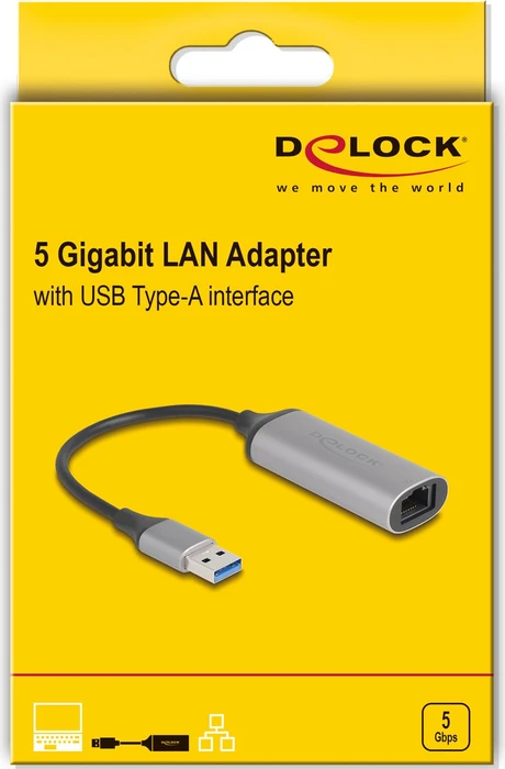 DeLOCK USB Type-A Adapter zu 5 Gigabit LAN, RJ-45, USB-A 3.1 [Stecker]