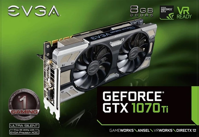 EVGA GeForce GTX 1070 Ti FTW Ultra Silent Gaming, 8GB GDDR5, DVI, HDMI, 3x DP