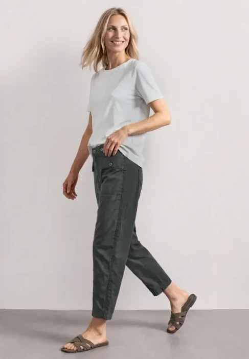 Street One Karlie High Waist Barrel Hose mossbound green (Damen)