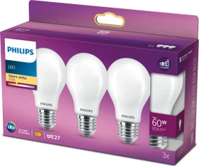 Philips Classic LED Birne ND E27 7-60W/827 A60, 3 Stück