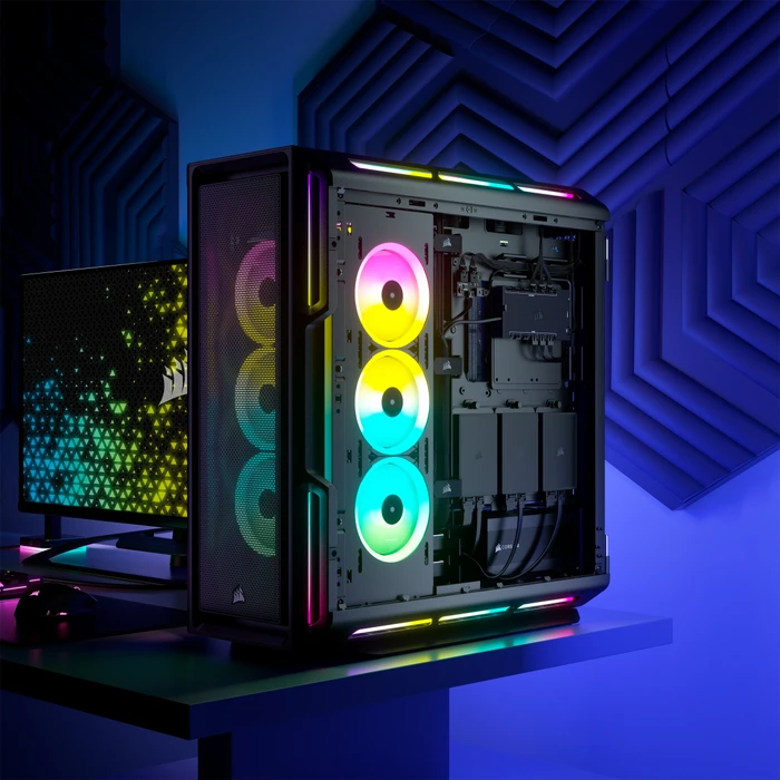 Corsair iCue 5000T RGB TG, schwarz, Glasfenster