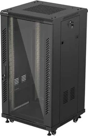 Lanberg 19" Rackschrank 22HE, freistehend, Flat Pack, Glastür, IP20, RAL 9004, 600mm tief