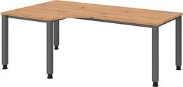 Hammerbacher Ergonomic Plus Q-Serie VQS82/E Eckschreibtisch 200x120cm Eiche/silber