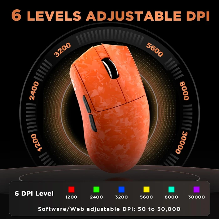 Yunzii M2 Dual 8K Custom Wireless Gaming Maus, orange, USB/Bluetooth