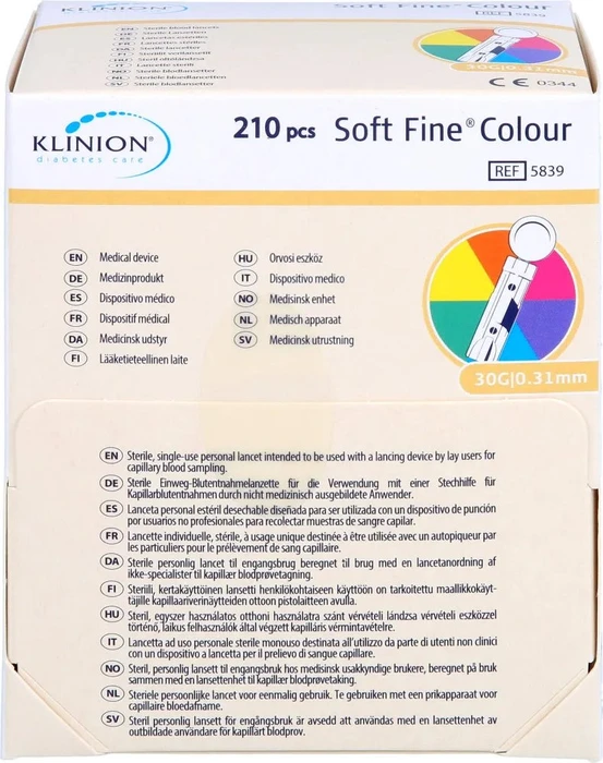 eu-medical Klinion Soft Fine Colour 30G Lanzetten, 210 Stück