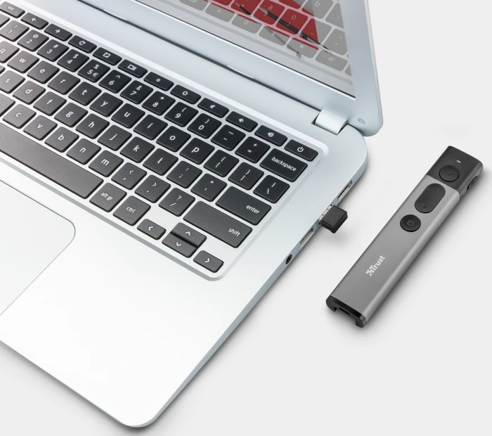 Trust Kazun Aluminium Wireless Presenter schwarz/grau, USB-A