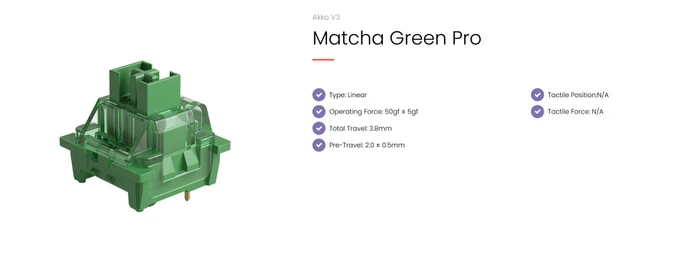 Akko V3 Pro Matcha Green 3-Pin Linear Switch Set, 45er-Pack