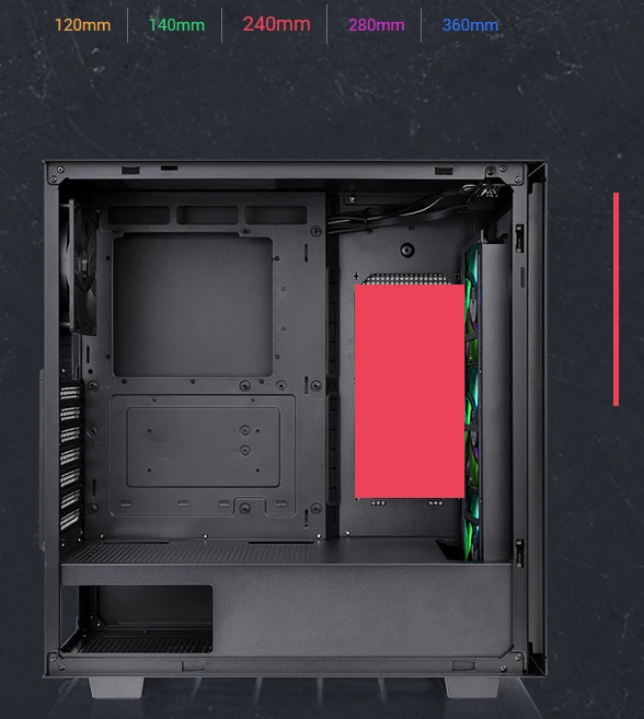 Thermaltake V350 TG ARGB Air, schwarz, Glasfenster