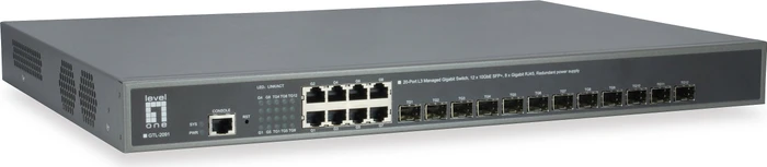 LevelOne GTL Rackmount 10G Managed Switch, 12x SFP+, 8x RJ-45