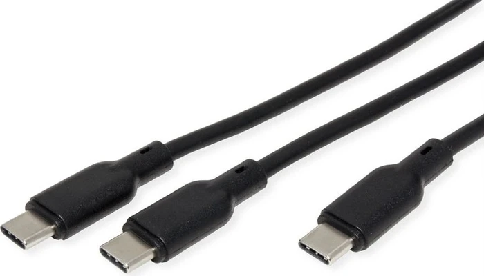 Value USB-C Splitter Y-Kabel, 100W, USB-C [Stecker] auf 2x USB-C [Stecker], 1.8m, schwarz