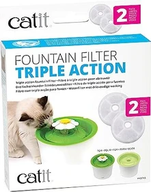 Catit dreifach wirkender Ersatzfilter für Trinkbrunnen mit Blume , 2er-Pack, 3l