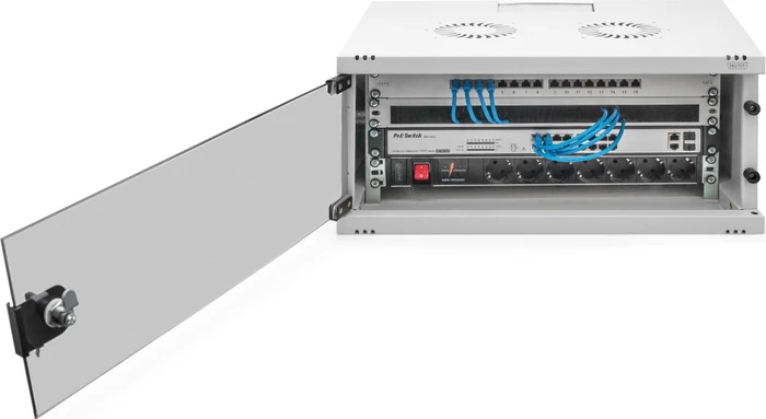 Digitus Professional SoHo Line 19" Wandgehäuse 4HE, unmontiert, Sicherheitsglastür, IP20, RAL 7035, 400mm tief