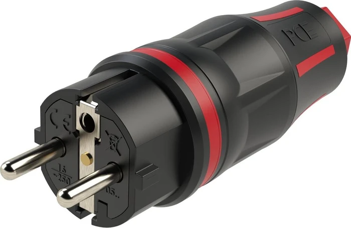 PC-Electric TopTaurus2 Schutzkontaktstecker 2SL IP54 schwarz/rot