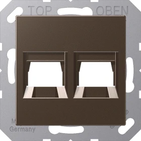 Jung Abdeckung (gerastet) für Modular-Jack-Steckbuchsen, 2fach, UMA-CAT6A, RADIALL, Panduit, Assmann, Thermoplast, Serie AS, mokka