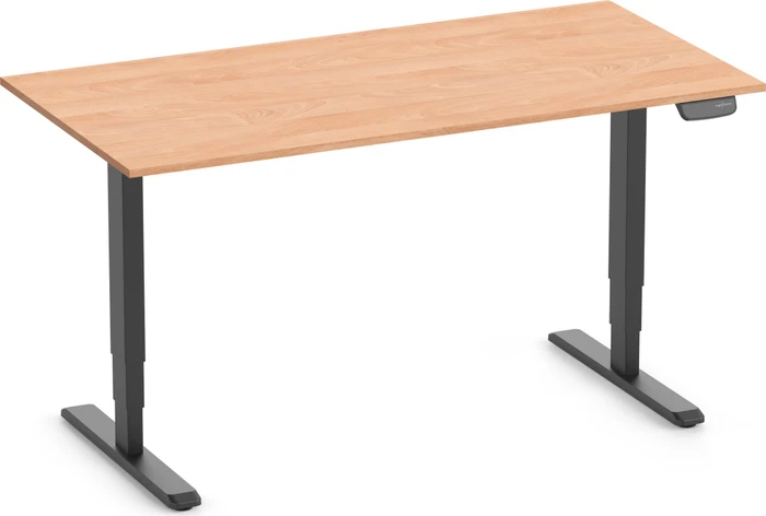 Ergolutions Primus elektrisch höhenverstellbarer Sitz-Steh-Schreibtisch 160x80cm Buche/schwarz
