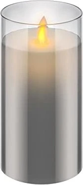 Wentronic goobay Echtwachskerzen im Glas 15cm grau LED 1x warmweiß, 1 Stück