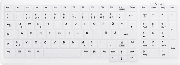 Contour Design Active Key Desinfizierbare Tastatur mit Nummernfeld, weiß, USB, DE
