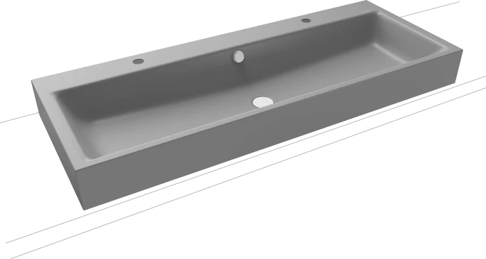 Kaldewei Puro Aufsatz-Doppelwaschtisch 120x46cm mit Überlauf, 2x1 Hahnlochbohrung, Perl-Effekt, cool grey 30