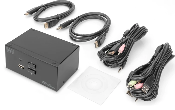 Digitus KVM-Switch, 2-Port, Dual-Display, 4K, DisplayPort, 2-fach KVM-Switch