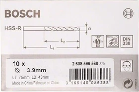 Bosch Professional HSS-R Spiralbohrer, 3.9x43x75mm, 10 Stück