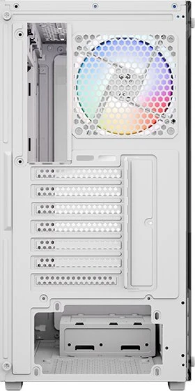 AeroCool Pivot White, inkl. 1x Lüfter, Lüfter LED Fixed RGB, Glasfenster