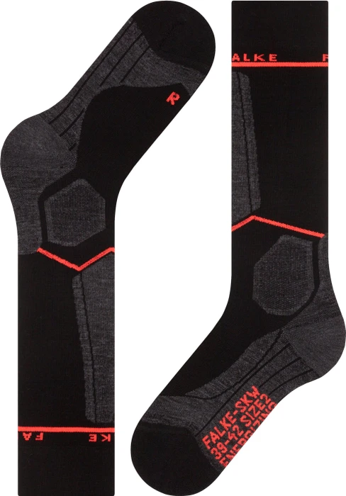 Falke SK Compression Wool Skisocken black/neon red (Damen)