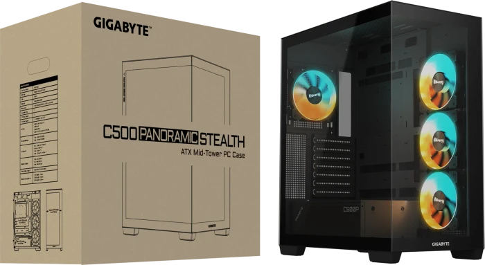GIGABYTE AORUS C500 Panoramic Stealth, schwarz, Glasfenster